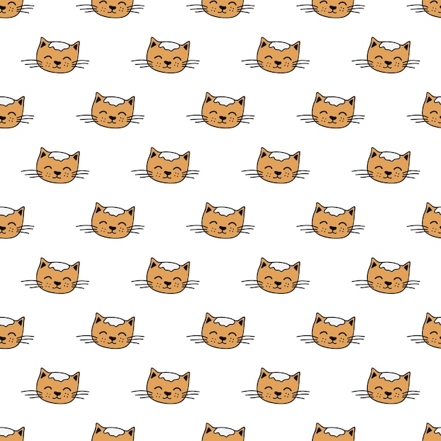 Seamless pattern with cat muzzle doodle for decorative print wrapping paper greeting cards wallpaper and fabric