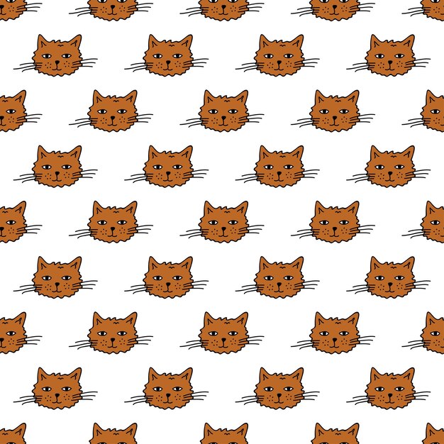 Seamless pattern with cat muzzle doodle for decorative print wrapping paper greeting cards wallpaper and fabric
