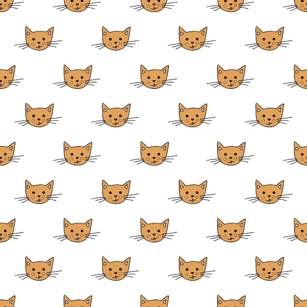 Seamless pattern with cat muzzle doodle for decorative print wrapping paper greeting cards wallpaper and fabric
