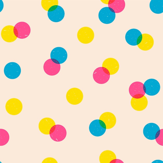 Seamless pattern with colored circles in risograph style Vector image