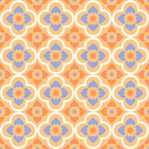 Seamless pattern with colorful Arabic tiles