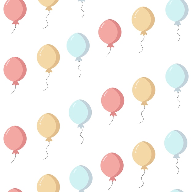 Seamless pattern with colorful balloons Pastel colors Birthday party surprise holiday