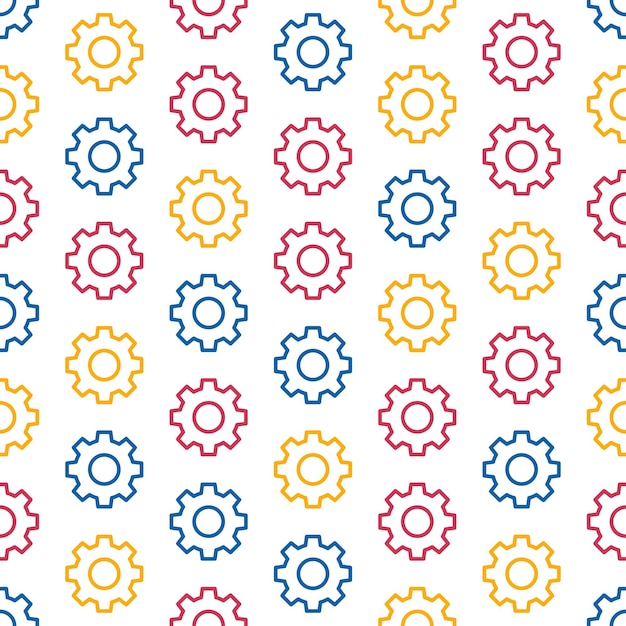 seamless pattern with colorful gears and white background