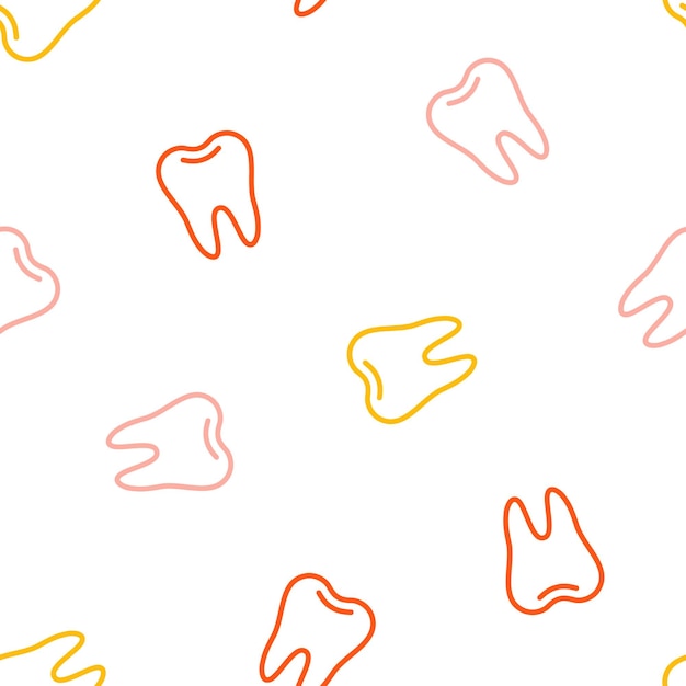 Seamless pattern with colorful outline teeth