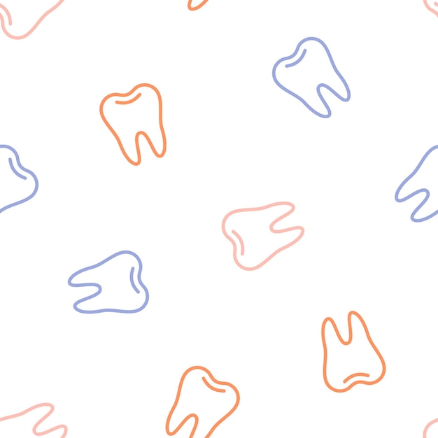 Seamless pattern with colorful outline teeth