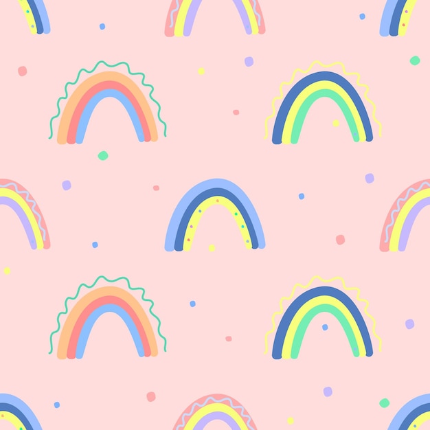 Seamless pattern with colorful rainbow Vector print design for cover fabric textile background