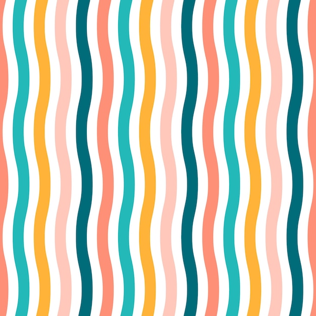 Seamless pattern with colorful vertical wavy lines