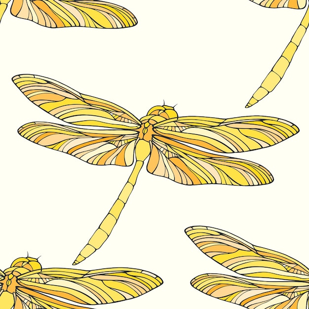 Seamless pattern with dragonflies