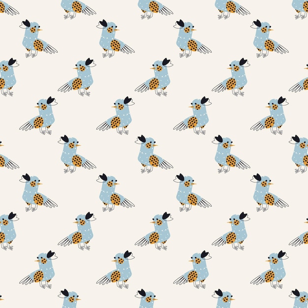 seamless pattern with exotic tropical birds in simple style vector graphics design background print