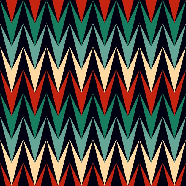 Seamless pattern with geometric color elements on black background