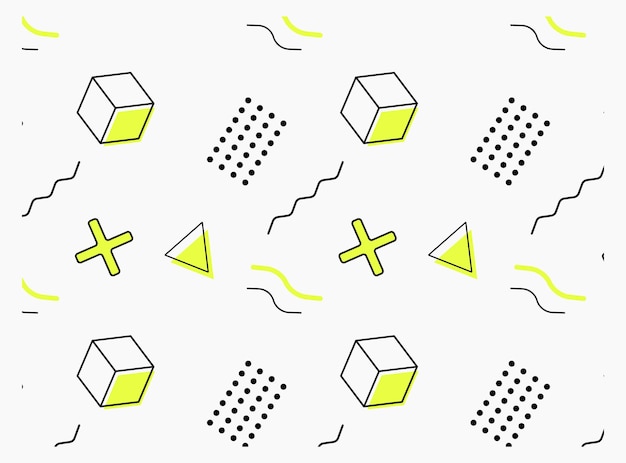 Seamless pattern with geometric elements in memphis style