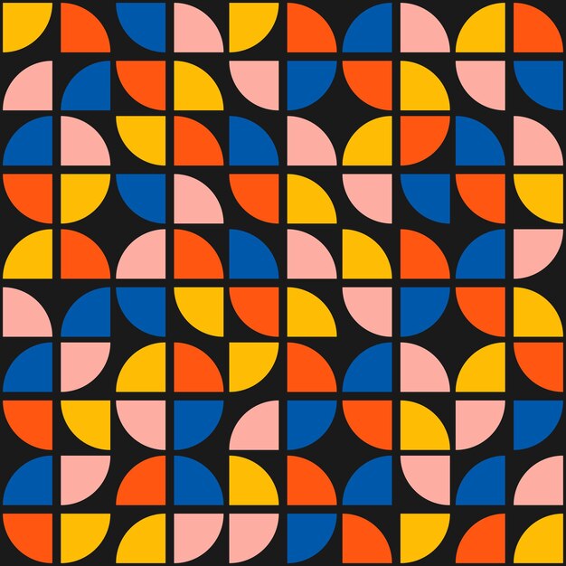Seamless pattern with geometric shapes and black background