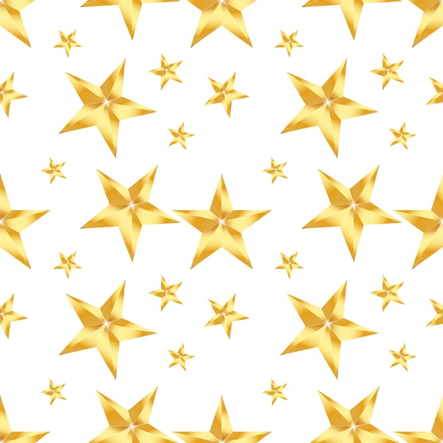 Seamless pattern with golden star on a white background Vector repeating texture
