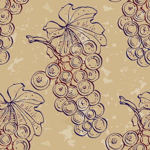 Seamless pattern with grape branch