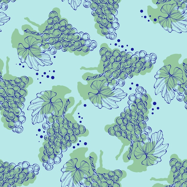 Seamless pattern with grape branch