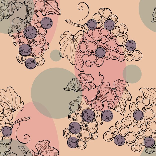 Seamless pattern with grape branch