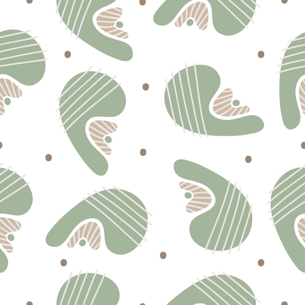 Seamless pattern with hand drawn abstract shapes objects on a white background