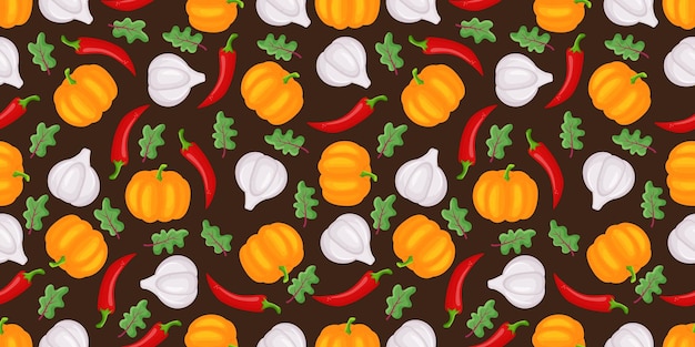 seamless pattern with hand drawn colorful vegetables sketch style vector set