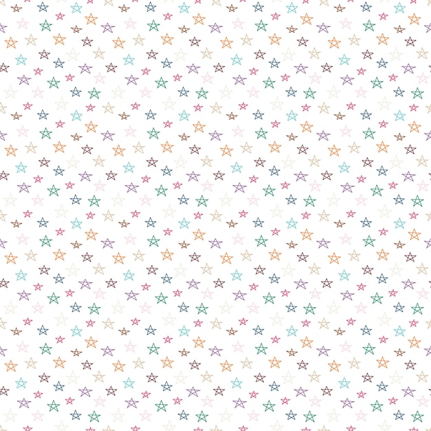 Seamless pattern with hand drawn stars on white background. Sky background.