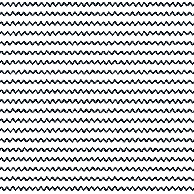 Seamless pattern with hand drawn wavy lines on white background