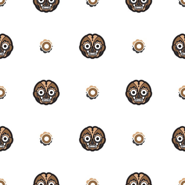 seamless pattern with mask in the style of samoa polynesian style tiki vector illustration