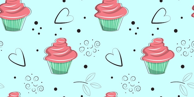 Seamless pattern with muffins For textile wrapping paper packaging