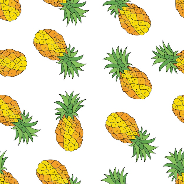 Seamless pattern with pineapples flat vector illustration For tshirt prints and other uses