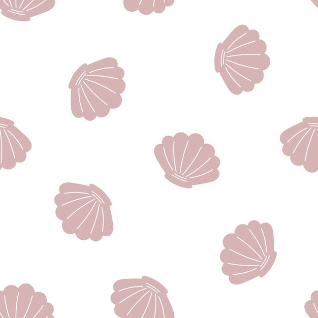 Seamless pattern with pink shells