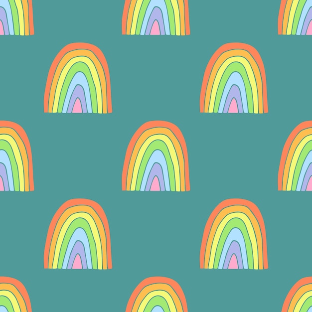Seamless pattern with rainbow doodle for decorative print wrapping paper greeting cards wallpaper and fabric
