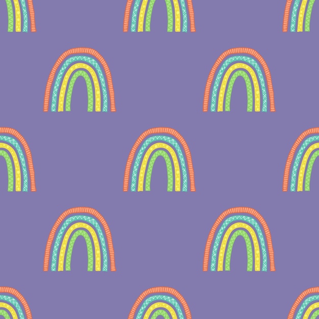 Seamless pattern with rainbow doodle for decorative print wrapping paper greeting cards wallpaper and fabric