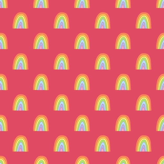 Seamless pattern with rainbow doodle for decorative print wrapping paper greeting cards wallpaper and fabric