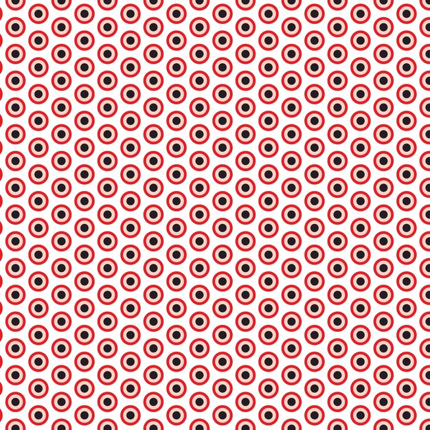 seamless pattern with red and black circles on a white background