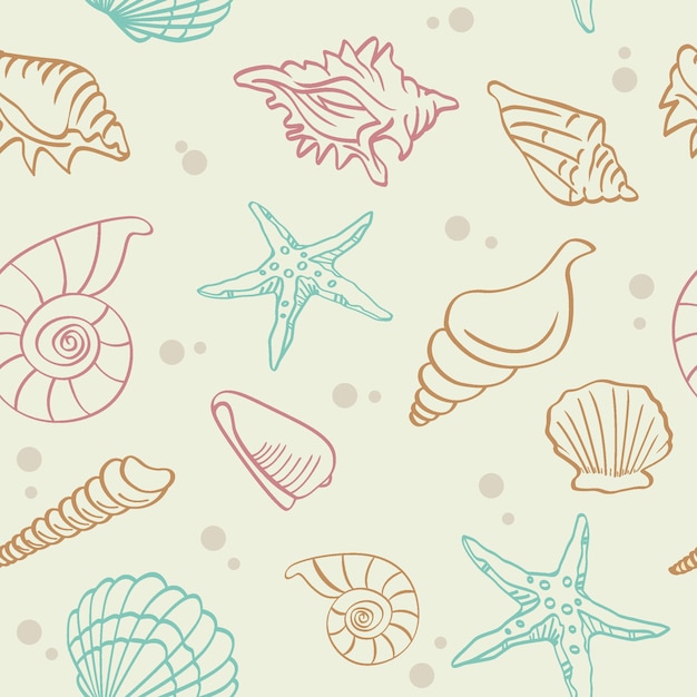 Seamless pattern with sea shell 
