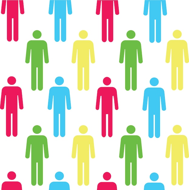 Seamless pattern with silhouettes of the person of red color