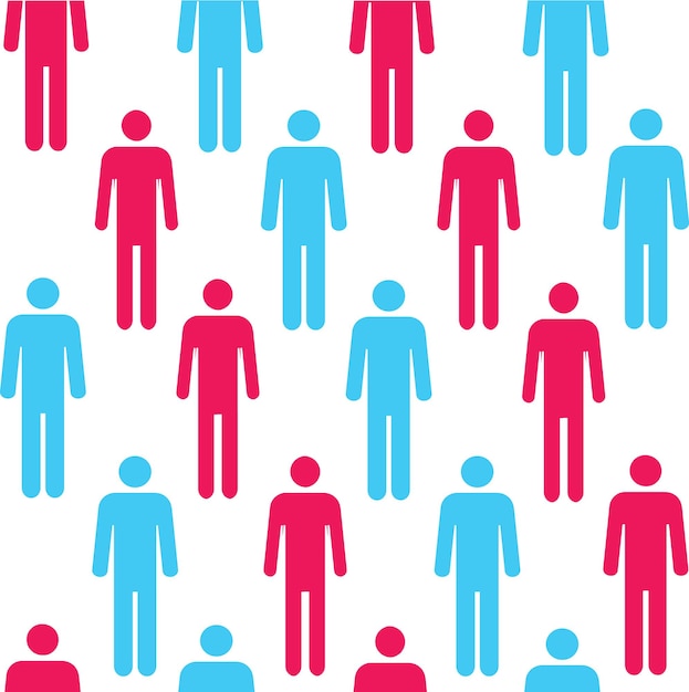 Seamless pattern with silhouettes of the person of red color