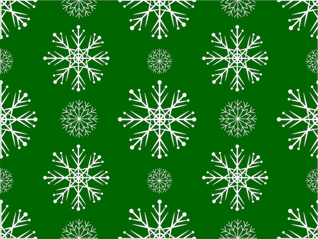 seamless pattern with snowflakes on a green background vector for textile wrapping paper