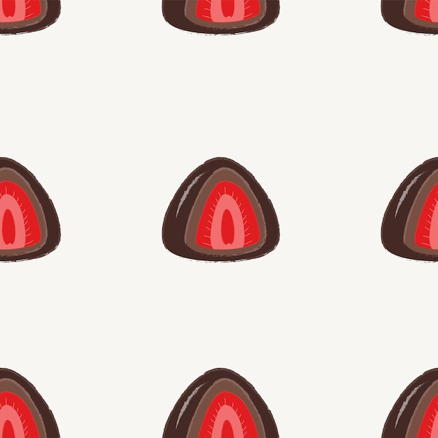 Seamless pattern with strawberry daifuku mochi. Flat vector. Asian food.