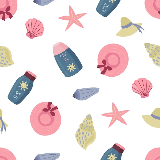 Seamless pattern with Sunscreens Sunlight safety sun rays safety
