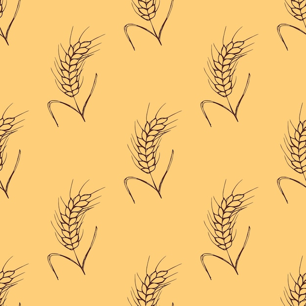 Seamless pattern with wheat doodle for decorative print wrapping paper greeting cards wallpaper and fabric