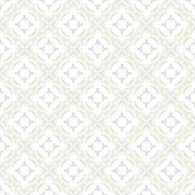 Seamless pattern with white and yellow abstract shapes on a light background.