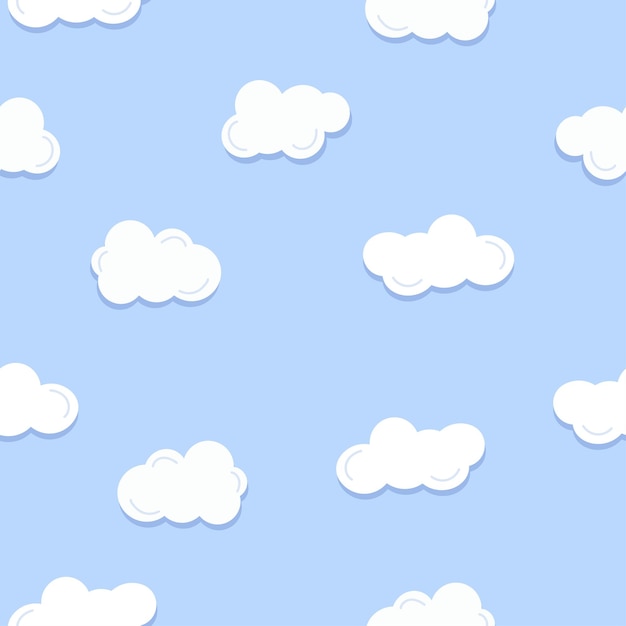 seamless pattern with white cloud on blue