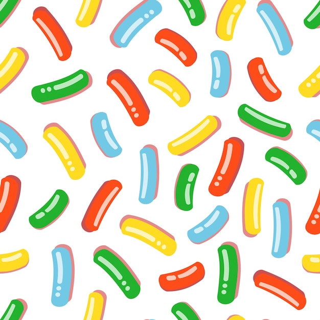 seamless pattern with white donut icing with lots of decorative bright sprinkles vector illustration of colorful candy sprinkles for fabrics textures wallpapers posters cards