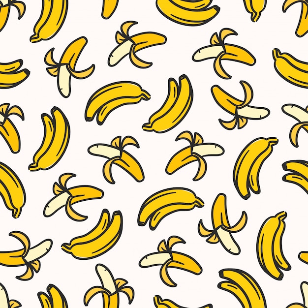 Seamless pattern with yellow banana 