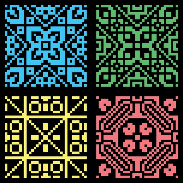 seamless set pixel abstract colorfull pattern
