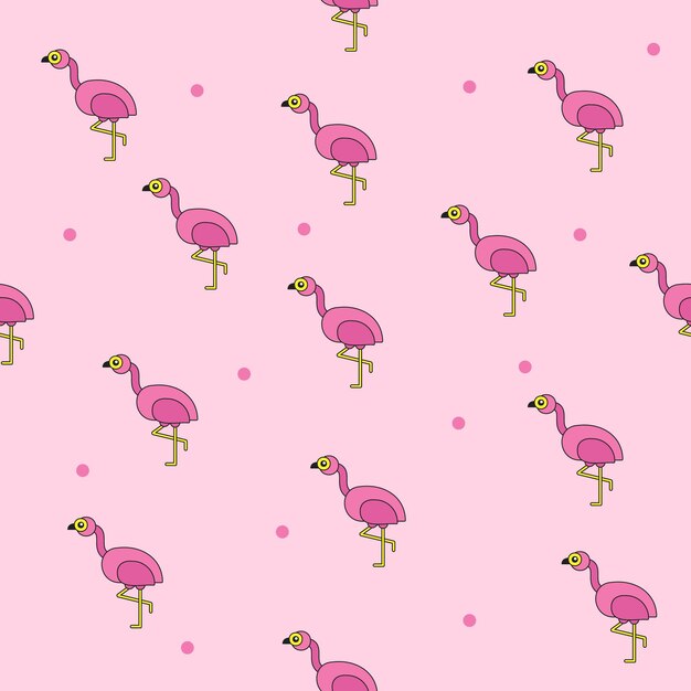 seamless summer pattern with pink flamingo summer mood