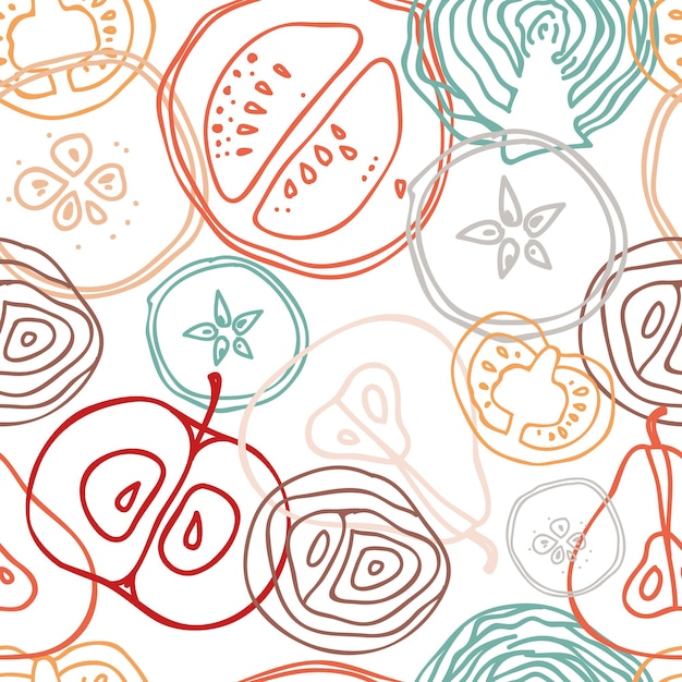 Seamless vector background with fruits