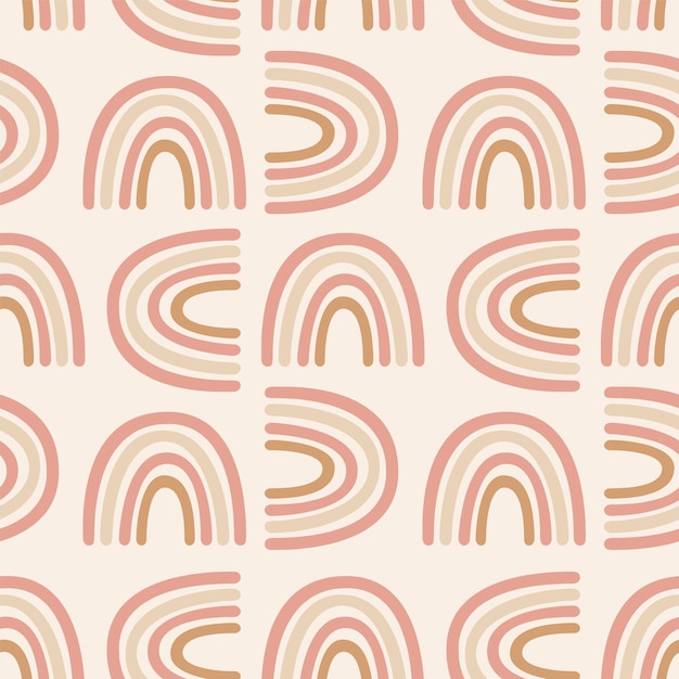Seamless vector pattern geometric boho rainbow on cream white kids textile baby packaging