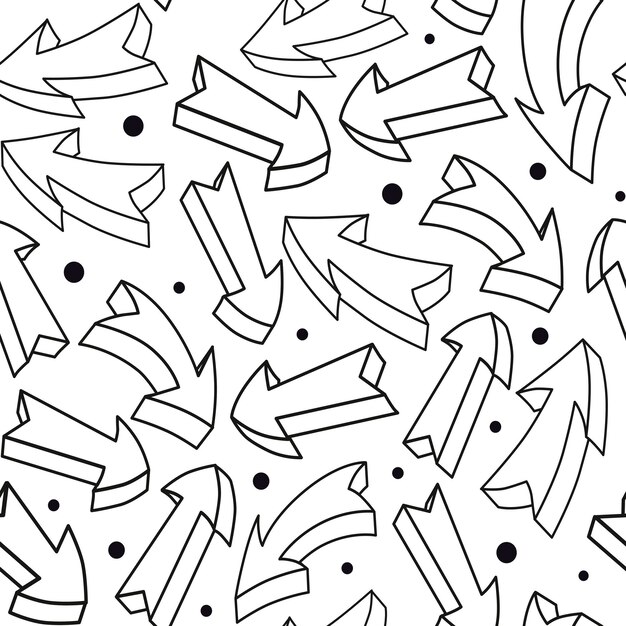 Seamless vector pattern with arrows Background of drawn 3d pointers Doodles for kids textile