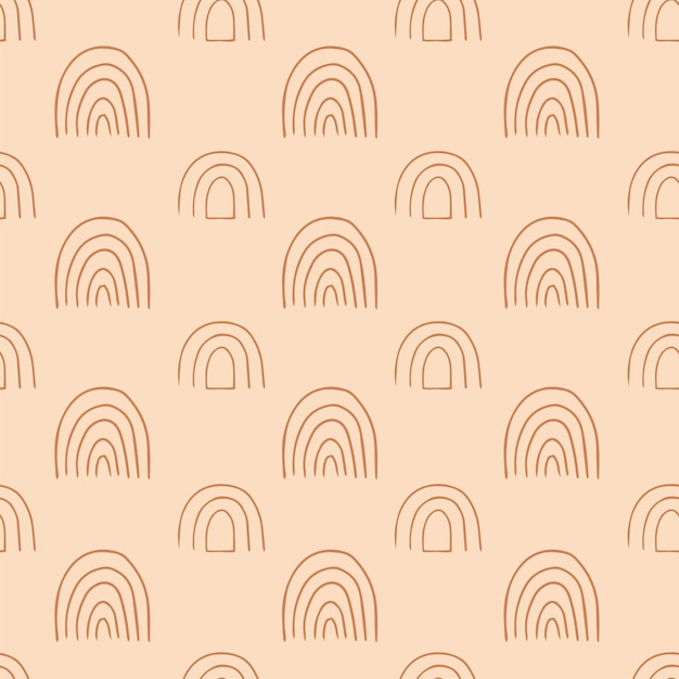 Seamless vector pattern with cute boho rainbows