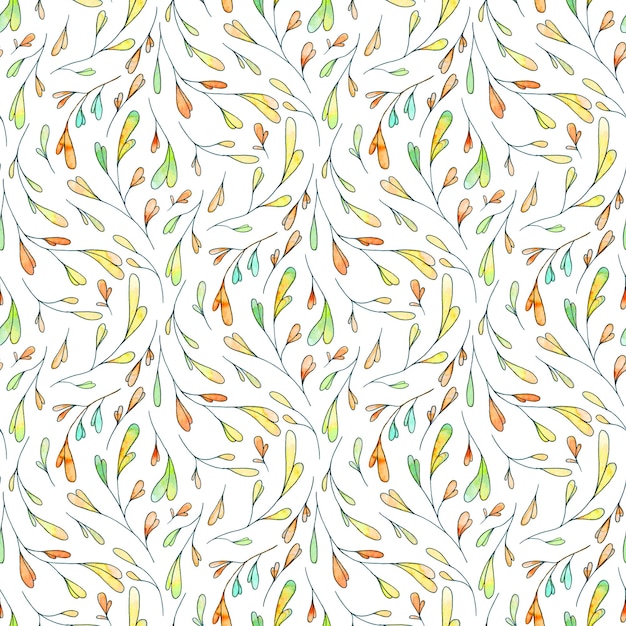 Seamless watercolor leaf pattern A handdrawn botanical illustration